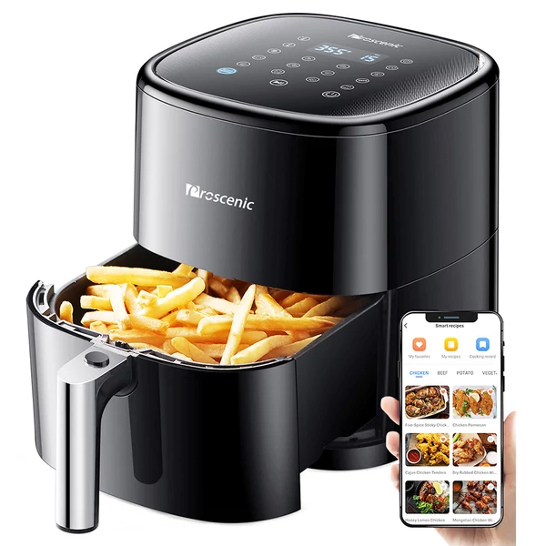 Proscenic T22 okos forrólevegős sütő 5L, olaj nélküli, tapadásmentes, 1500W, fekete – egészséges sütés gyorsan