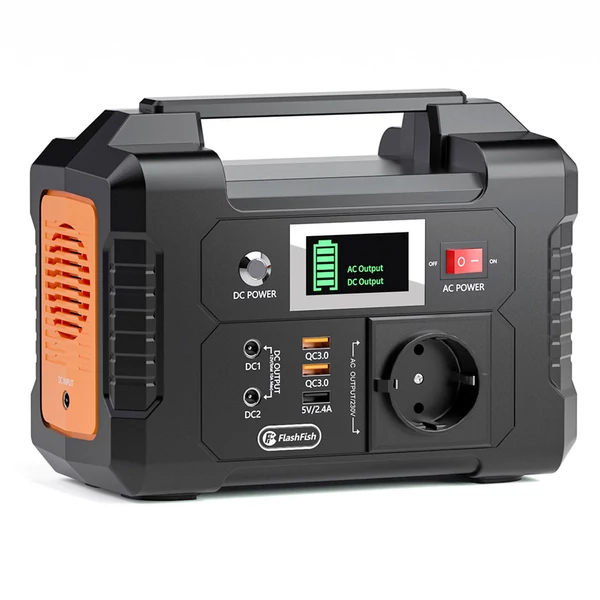 FlashFish E200 200W hordozható erőmű, 151Wh lítium akkumulátor, 1x tiszta szinuszhullámú AC220V kimenet lakóautóhoz, kempinghez, furgonhoz