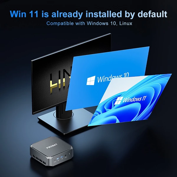 FIREBAT A6 Mini PC, AMD Ryzen 7 6800H, 8 mag, max 4.7GHz, 16GB RAM, 512GB SSD, Type-C/DP/HDMI 4K, WiFi 6, BT 5.2, 6×USB3.2, 2.5G LAN, audio