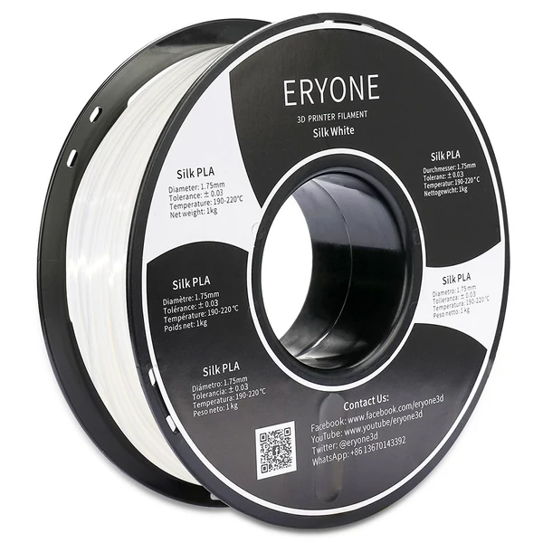 ERYONE Selyem PLA 3D nyomtató filament 1.75mm, 1kg, ±0.03mm pontosság - fehér
