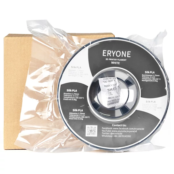 ERYONE Selyem PLA 3D nyomtató filament 1.75mm, 1kg, ±0.03mm pontosság - fehér