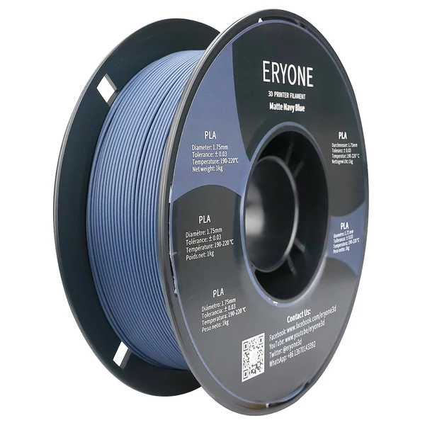 ERYONE matt PLA filament 3D nyomtatóhoz, 1.75mm, 1kg, ±0.03mm pontosság - tengerészkék