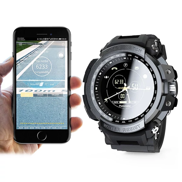 LOKMAT MK28 okosóra – IP68 vízálló, fitnesz karkötő, lépésszámláló, értesítés, Bluetooth, iOS/Android - fekete
