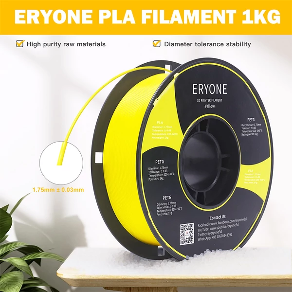 ERYONE PLA 3D nyomtató filament 1kg - sárga