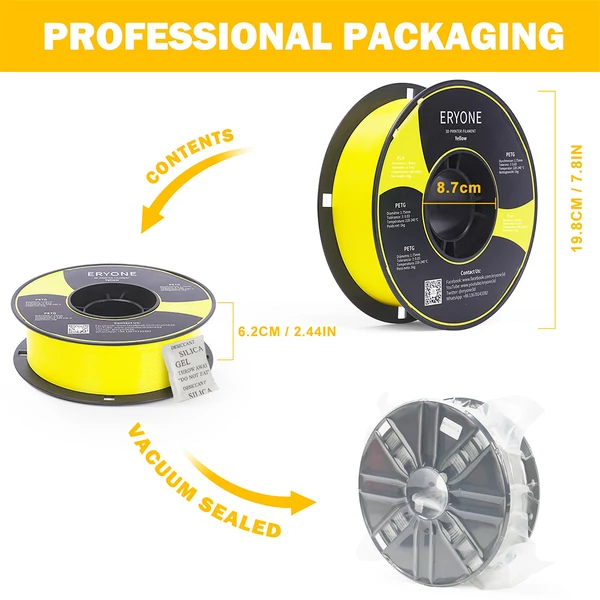 ERYONE PLA 3D nyomtató filament 1kg - sárga