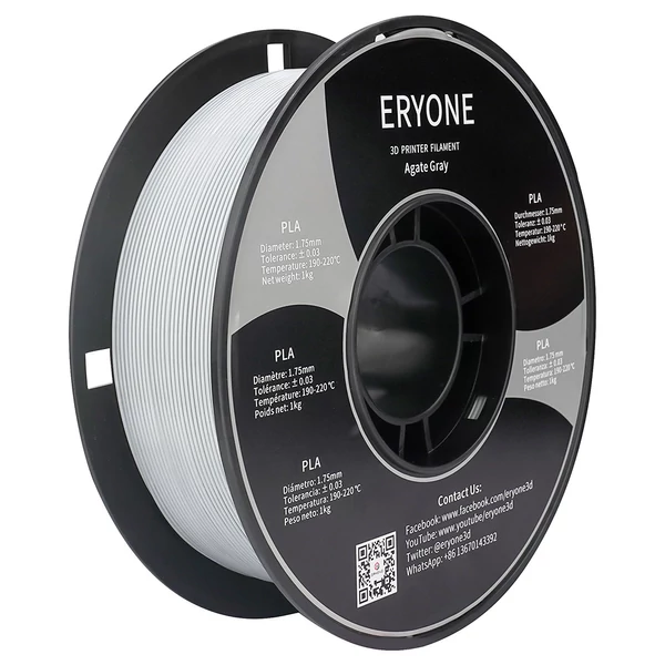 ERYONE PLA filament 3D nyomtatóhoz, 1.75mm, 1kg, ±0.03mm pontosság - achátszürke