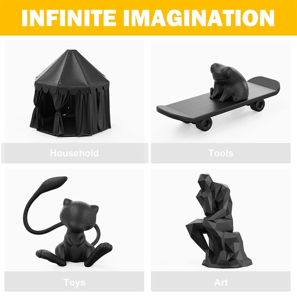 ERYONE PLA 3D nyomtató filament 1.75mm, ±0.03mm, 1kg tekercs – Jet Black - fekete