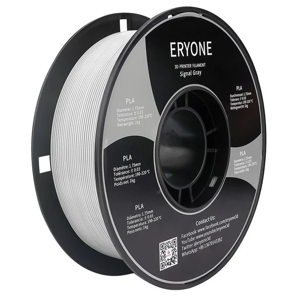 ERYONE PLA filament 3D nyomtatóhoz, 1.75mm, 1kg, ±0.03mm pontosság, kiváló minőség - szignálszürke