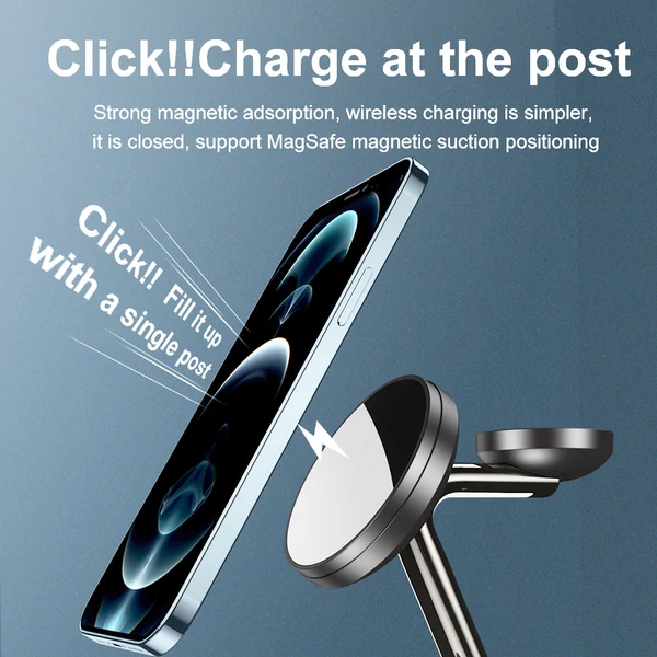 3 az 1-ben Magsafe vezeték nélküli töltő iPhone 13-hoz - fekete