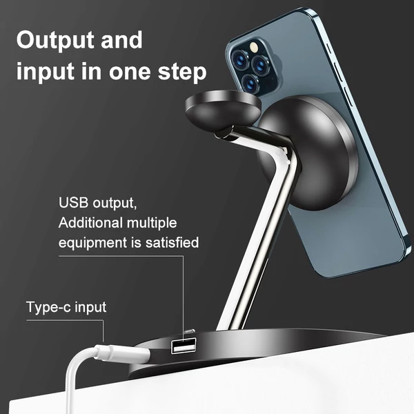 3 az 1-ben Magsafe vezeték nélküli töltő iPhone 13-hoz - fekete