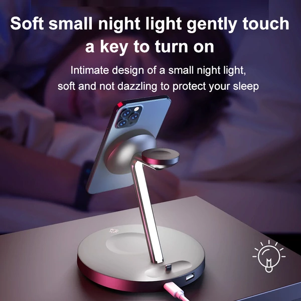 3 az 1-ben Magsafe vezeték nélküli töltő iPhone 13-hoz - fekete