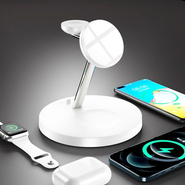 3 az 1-ben Magsafe vezeték nélküli töltő iPhone 13-hoz - fehér