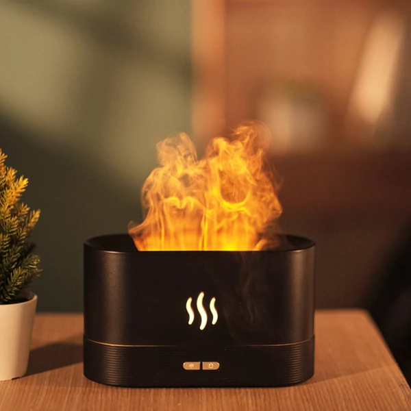 Aromaterápiás lánghatású párásító, ultrahangos USB illóolaj diffúzor otthonra, irodába
