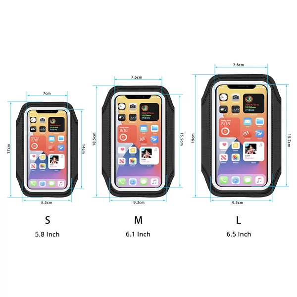 Vízálló futó telefontartó karszalag, 5.8" – iPhone 11 Pro/12 mini kompatibilis