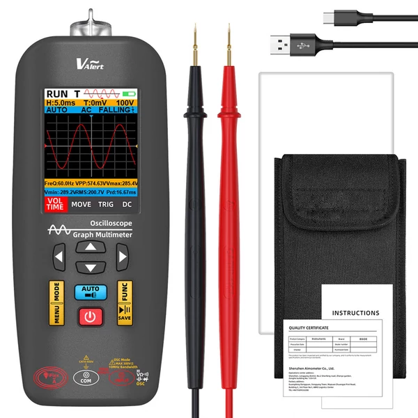 BSIDE O1X 3 az 1-ben oszcilloszkóp multiméter elektromos toll, 10MHz, 2.8" TFT színes kijelző, 2000mAh akkumulátor, LED lámpa