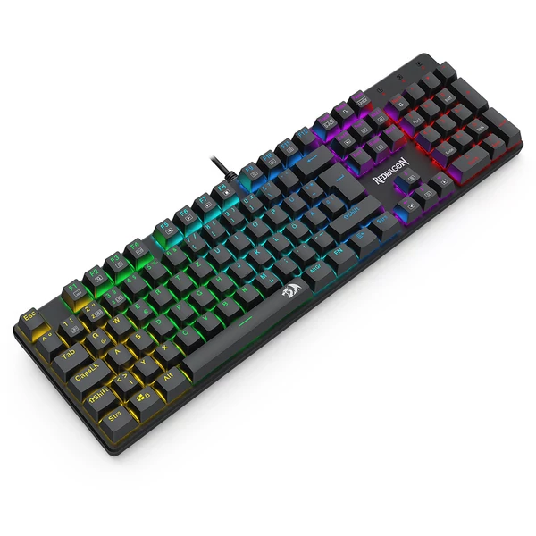 Redragon K671-DE 105 gombos mechanikus billentyűzet, numerikus résszel, szivárvány háttérvilágítás, piros kapcsoló, DE kiosztás - Fekete