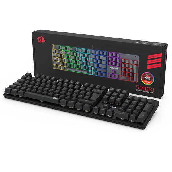 Redragon K671-DE 105 gombos mechanikus billentyűzet, numerikus résszel, szivárvány háttérvilágítás, piros kapcsoló, DE kiosztás - Fekete