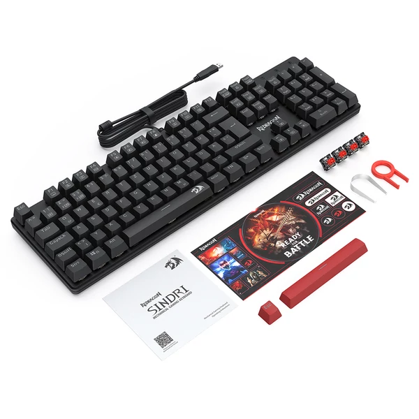 Redragon K671-DE 105 gombos mechanikus billentyűzet, numerikus résszel, szivárvány háttérvilágítás, piros kapcsoló, DE kiosztás - Fekete