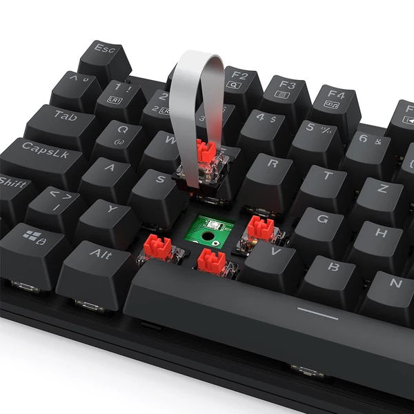 Redragon K671-DE 105 gombos mechanikus billentyűzet, numerikus résszel, szivárvány háttérvilágítás, piros kapcsoló, DE kiosztás - Fekete