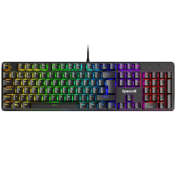 Redragon K671-DE 105 gombos mechanikus billentyűzet, numerikus résszel, szivárvány háttérvilágítás, piros kapcsoló, DE kiosztás - Fekete