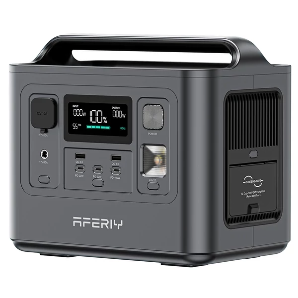 AFERIY P010 hordozható áramforrás, 800W 512Wh kültéri generátor, 8 kimenet, 1,5 óra töltés, 3500+ ciklus LiFePO₄ akkumulátor