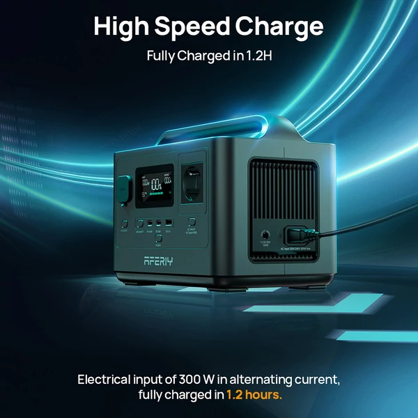 AFERIY P040 hordozható áramforrás, 400W 256Wh kültéri generátor, 5 kimenet, 1,2 óra töltés, 3500+ ciklus LiFePO₄ akkumulátor