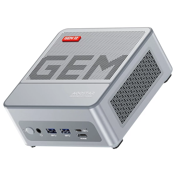 AOOSTAR GEM12 Max Mini PC, AMD Ryzen 9 6900HX, 8 mag, 4.9GHz, 32GB DDR5, 1TB PCIe 4.0 SSD, 4K 120Hz, WiFi 6, BT 5.2, 2x2.5G LAN - Ezüst