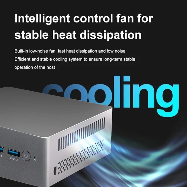 AOOSTAR N9N Pro Mini PC, Intel Core i3-N305, 8 mag, akár 3.8GHz, 16GB RAM, 512GB SSD, HDMI+DP, 4K, WiFi 5, BT 4.2, USB, RJ45, jack