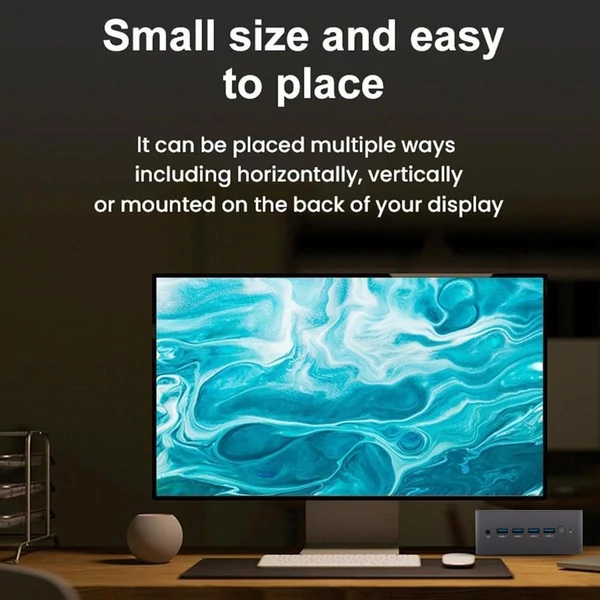 AOOSTAR N9N Pro Mini PC, Intel Core i3-N305, 8 mag, akár 3.8GHz, 16GB RAM, 512GB SSD, HDMI+DP, 4K, WiFi 5, BT 4.2, USB, RJ45, jack