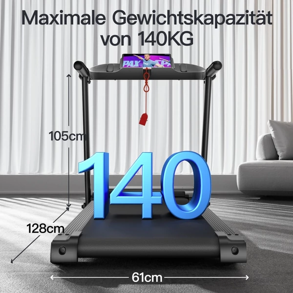 ROBORE P18 összecsukható futópad pulzusmérővel, 3.0LE kefe nélküli motor, 14 km/h max. sebesség, 136 kg terhelhetőség
