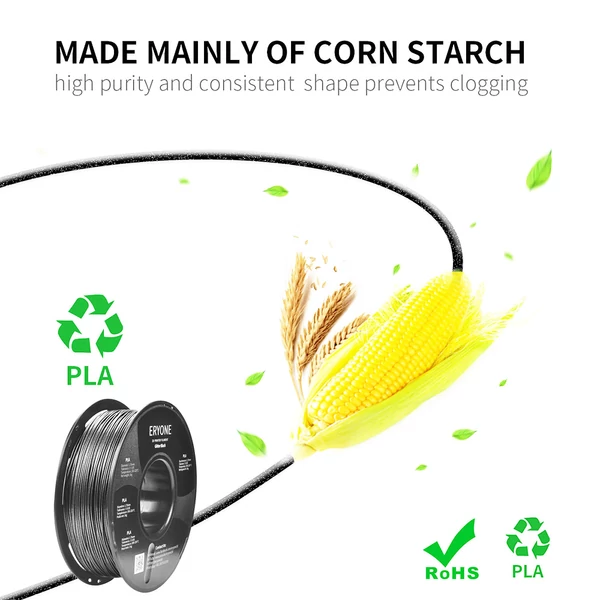 ERYONE Galaxy csillámos PLA nyomtatószál 1kg, csillogó filament 3D nyomtatáshoz - fekete
