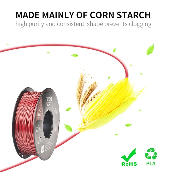ERYONE Galaxy csillámos PLA 3D nyomtató filament 1,75mm, 1kg, ±0,03mm pontosság - piros