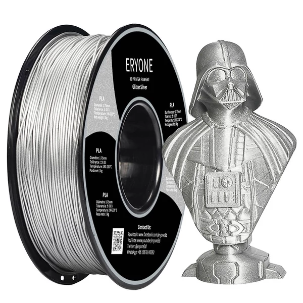 ERYONE Galaxy csillámos PLA 3D nyomtató filament 1kg - ezüst