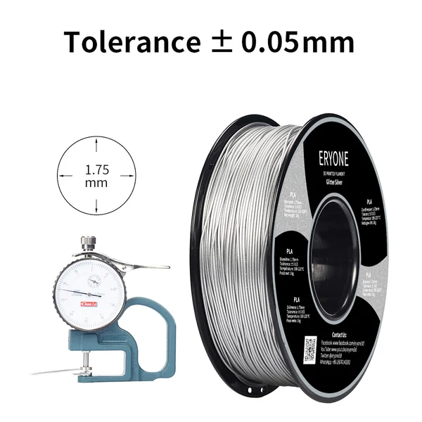 ERYONE Galaxy csillámos PLA 3D nyomtató filament 1kg - ezüst