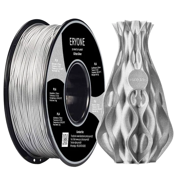 ERYONE Galaxy csillámos PLA 3D nyomtató filament 1kg - ezüst