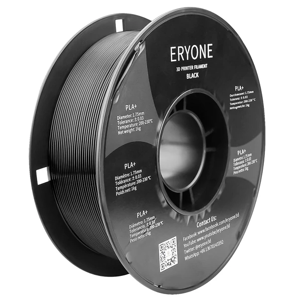 ERYONE PLA+ 3D nyomtató filament 1kg - fekete