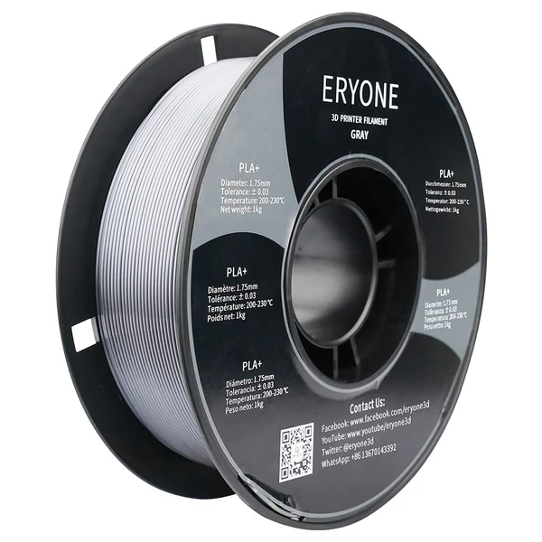 ERYONE PLA+ 3D nyomtató filament 1kg - szürke