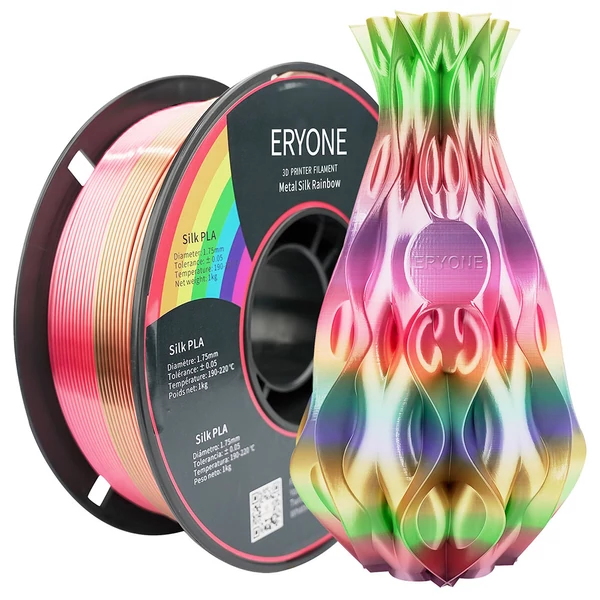 ERYONE Rainbow PLA filament 3D nyomtatóhoz 1,75mm, 0,03mm tűrés, 1kg - Metal Silk Szivárvány