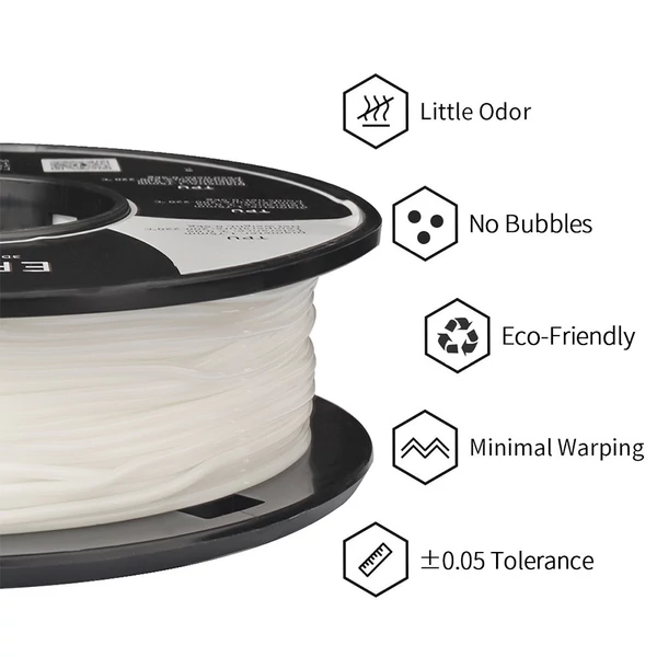 ERYONE TPU 3D nyomtató filament 1.75mm, 0.03mm tűrés, 0.5kg tekercs - fehér