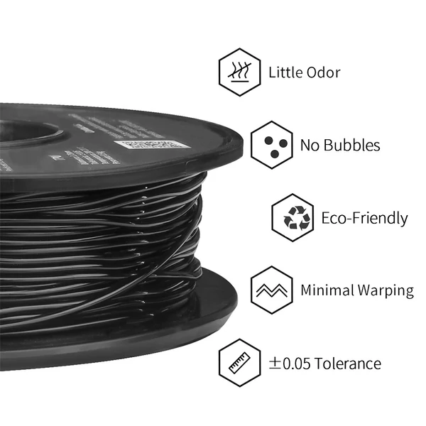 ERYONE TPU 3D nyomtató filament 1.75mm, 0.03mm tűrés, 0.5kg tekercs - fekete