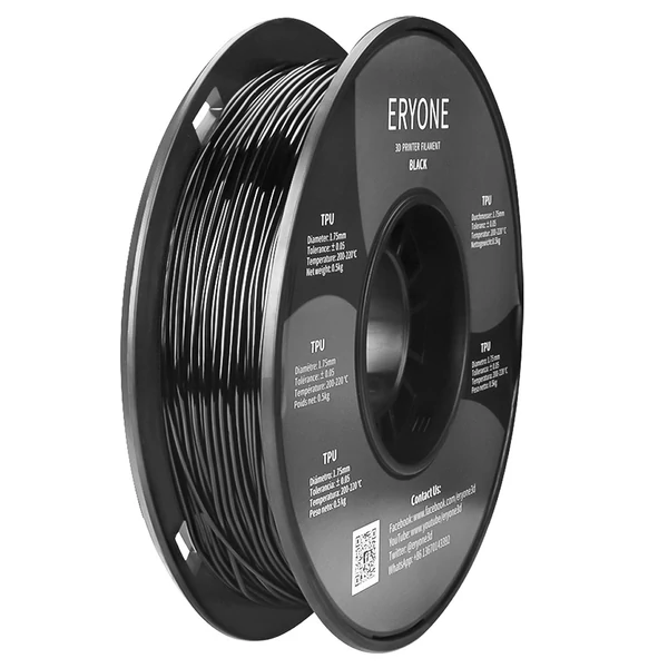 ERYONE TPU 3D nyomtató filament 1.75mm, 0.03mm tűrés, 0.5kg tekercs - fekete