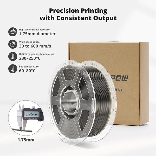 7kg Mecpow nagysebességű PETG átlátszó filament - 1kg füstszürke/kék/világoskék/cian/átlátszó/lilás/pink