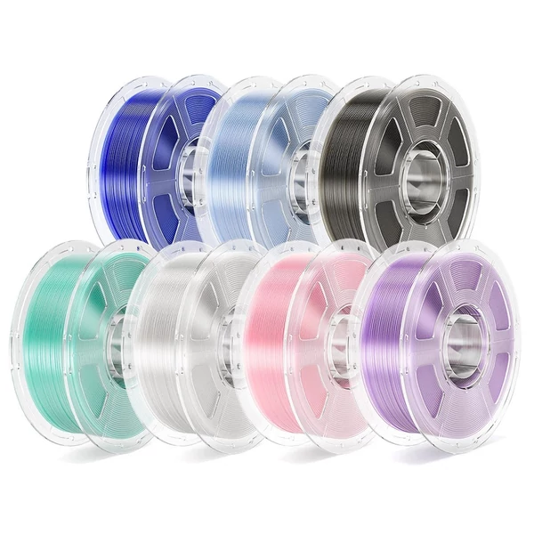 7kg Mecpow nagysebességű PETG átlátszó filament - 1kg füstszürke/kék/világoskék/cian/átlátszó/lilás/pink