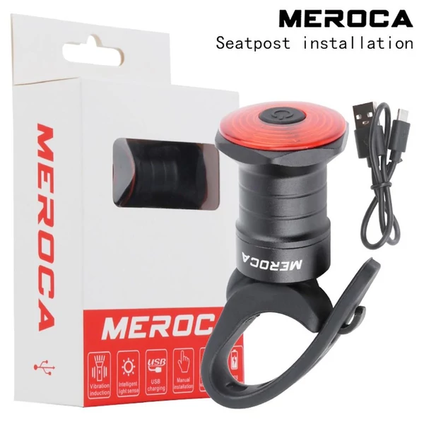 MEROCA WR15 okos kerékpár hátsó lámpa, fékérzékelős, 500mAh akkuval, 7 fény mód, nyeregcsőre