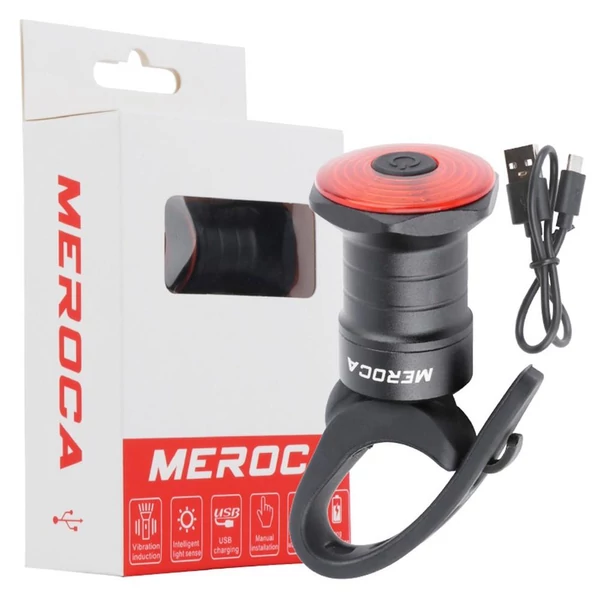 MEROCA WR15 okos kerékpár hátsó lámpa, fékérzékelős, 500mAh akkuval, 7 fény mód, nyeregcsőre