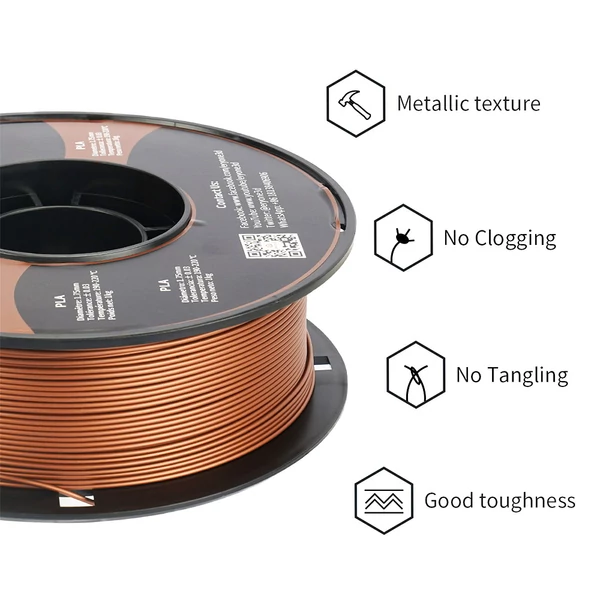 ERYONE Metallic PLA filament 3D nyomtatóhoz, 1.75mm, ±0.03mm tűrés, 1kg tekercs - réz