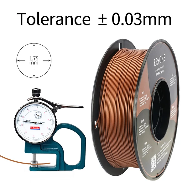 ERYONE Metallic PLA filament 3D nyomtatóhoz, 1.75mm, ±0.03mm tűrés, 1kg tekercs - réz