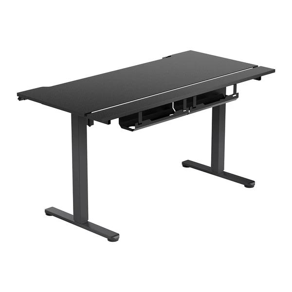 ACGAM állítható magasságú elektromos gamer asztal, LED fénnyel, USB porttal, 140×68 cm - Fekete