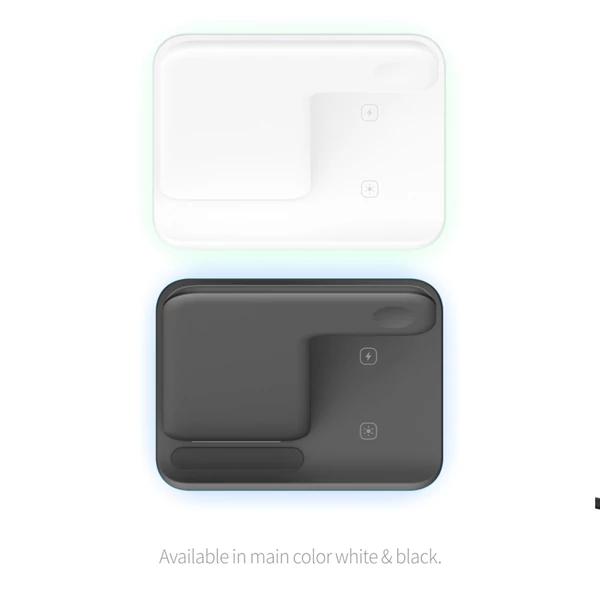 3 az 1-ben 15W mágneses vezeték nélküli töltő iPhone/Apple Watch/fülhallgatóhoz, gyorstöltő állvány - fekete