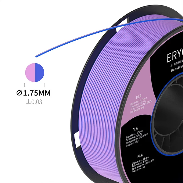 ERYONE Dupla Színű Matt PLA 3D Nyomtató Filament, 1.75mm, 1kg - kék-lila